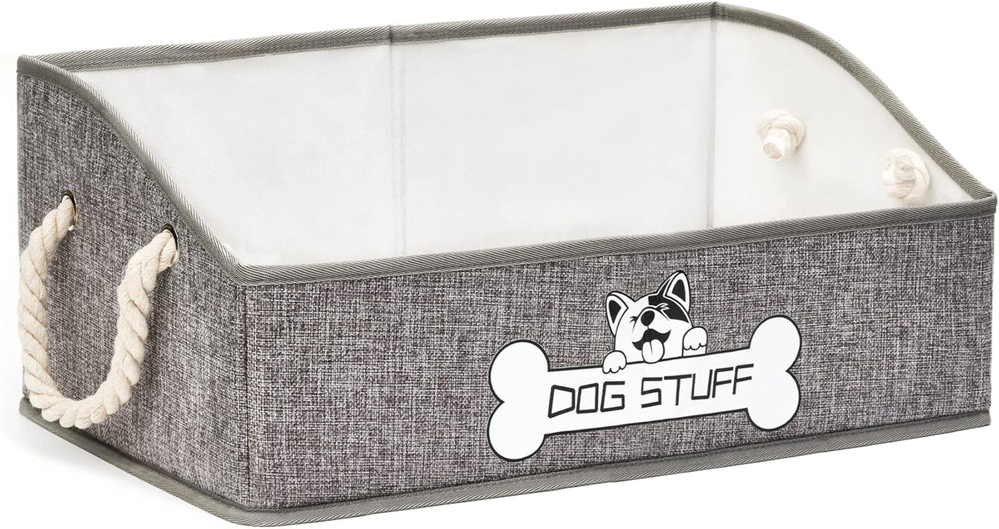 Dog Toy Box, Large Dog Toys Storage with Handle, Fabric Trapezoid Dog Toy Bin, Collapsible Basket Chest Organizer, Perfect for Pet Toys, Blankets, Dog Toys and Accessories